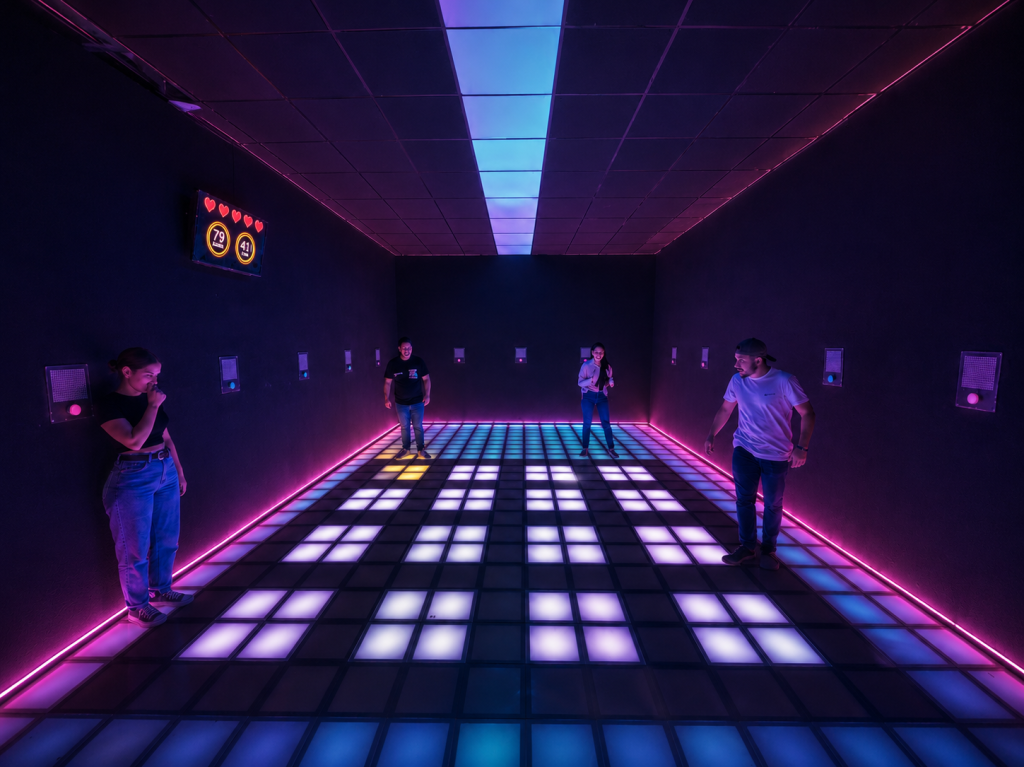 Kollegor spelar Floor is Lava under kickoff eller teambuilding i Uppsala